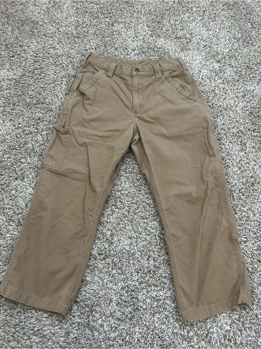 Carhartt B151 DKH Loose Fit Canvas Carpenter Pants Mens 32 Khaki Work Dungaree